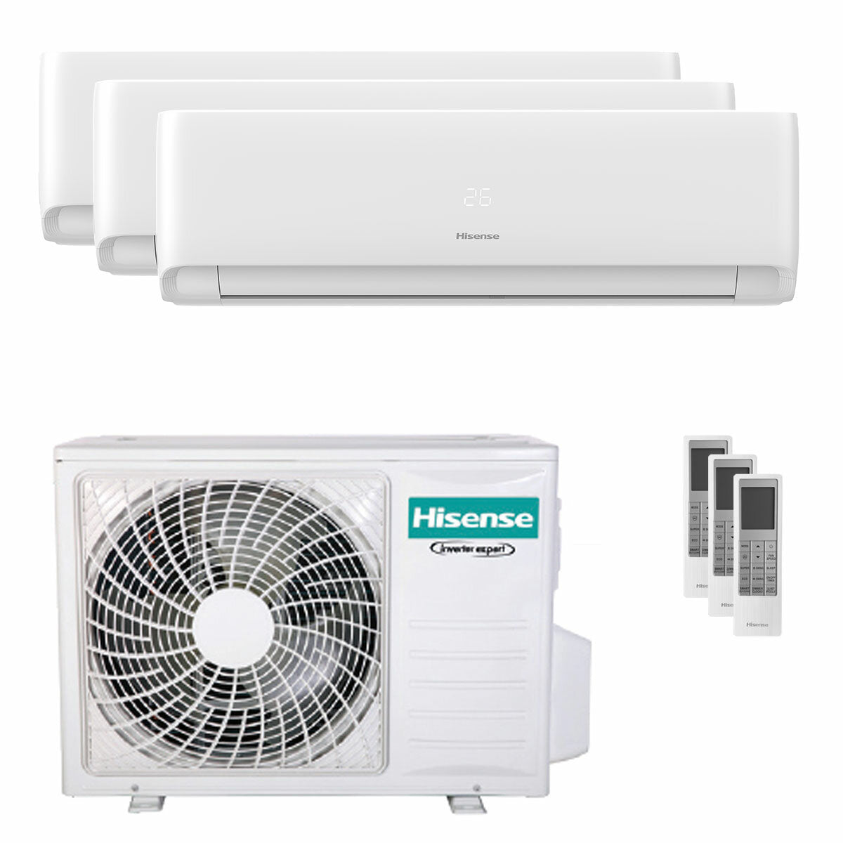 Hisense EcoSense Trial-Split-Klimaanlage 7000+7000+12000 BTU Wechselrichter A++ WLAN-Außeneinheit 6,3 kW 