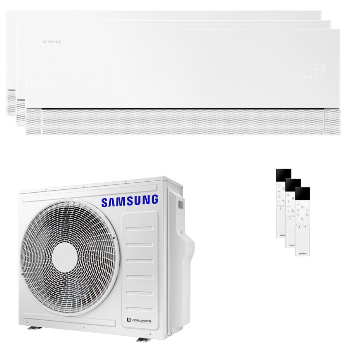 Samsung WindFree Première trial split air conditioner 9000+12000+12000 BTU inverter A++ wifi external unit 6.8 kW Essential White