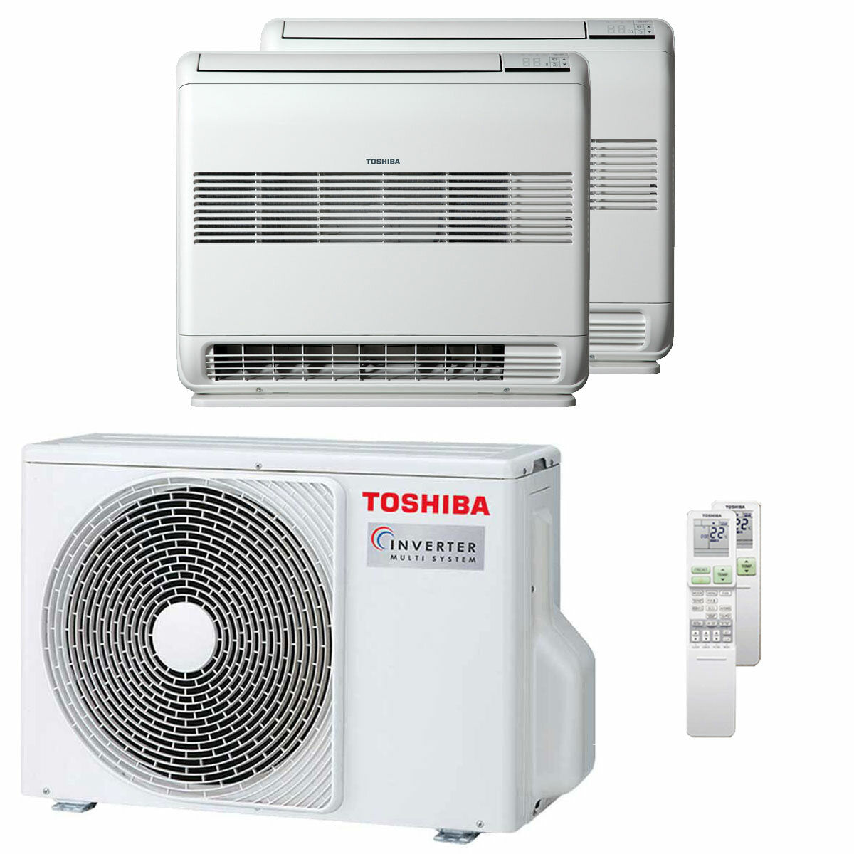 Toshiba Console J2 dual split air conditioner 9000 + 12000 BTU inverter A ++ outdoor unit 4.0 kW