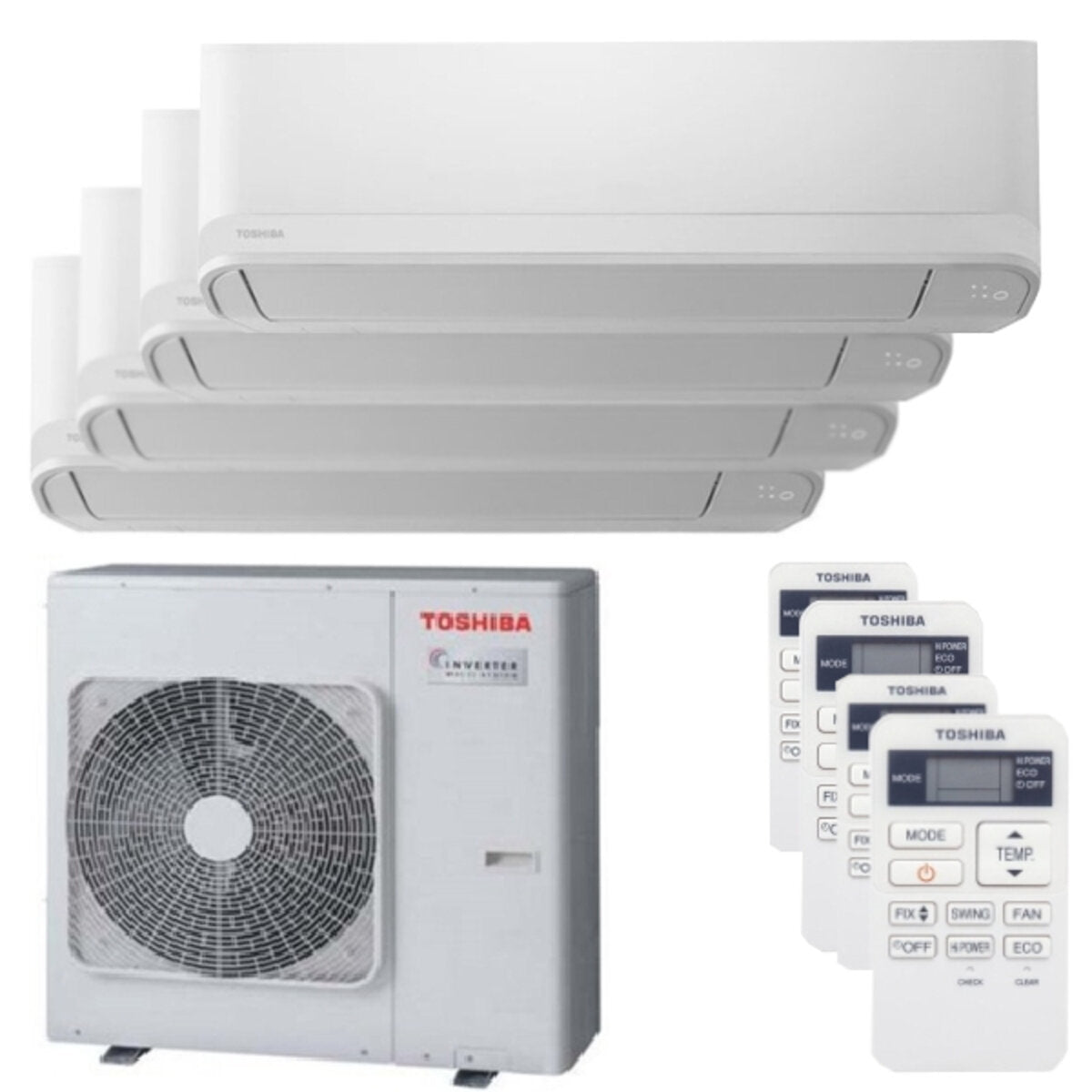 Toshiba Seiya Quadri split 12000 + 12000 + 12000 + 12000 BTU air conditioner A++ inverter 8.0 kW outdoor unit