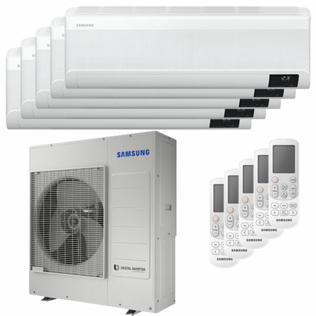 Climatiseur sans vent Samsung Avant penta split 7000 + 9000 + 12000 + 12000 + 12000 BTU onduleur A ++ unité extérieure wifi 10,0 kW