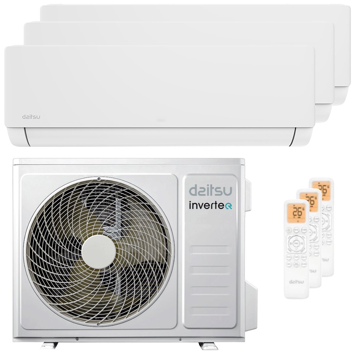 Daitsu Artic Pro trial split air conditioner 9000+12000+12000 BTU inverter A++ wifi external unit 7.9 kW