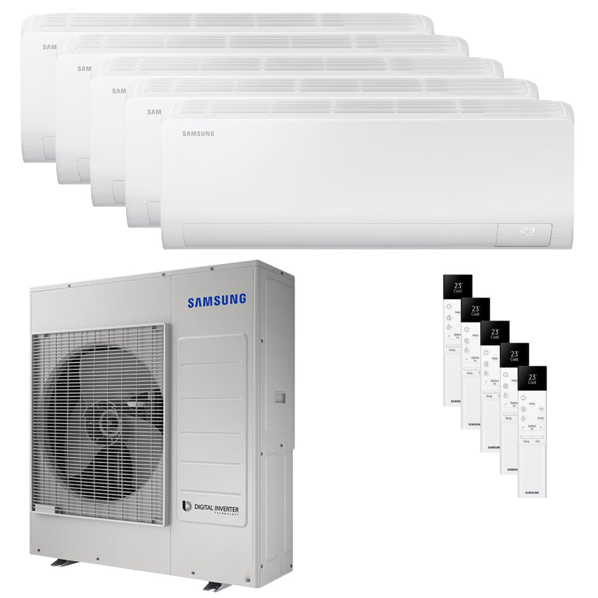 Samsung Cebu S2 Penta-Split-Klimaanlage 7000+7000+9000+12000+12000 BTU Inverter A++ WLAN-Außeneinheit 10 kW 