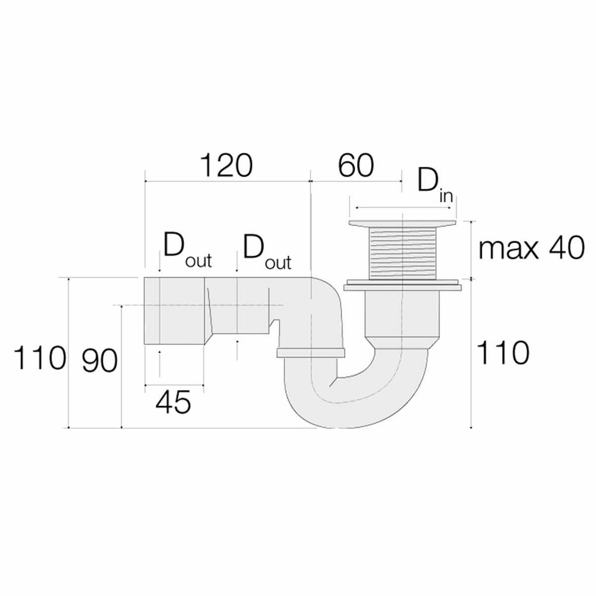 Siphon Valsir complet pour bonde de douche en HDPE