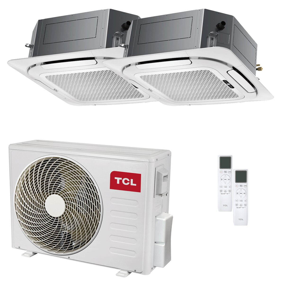 Climatiseur TCL Cassette 4 voies Série S double split 12000+12000 BTU Inverter A++ Wi-Fi unité externe 5,1 kW 