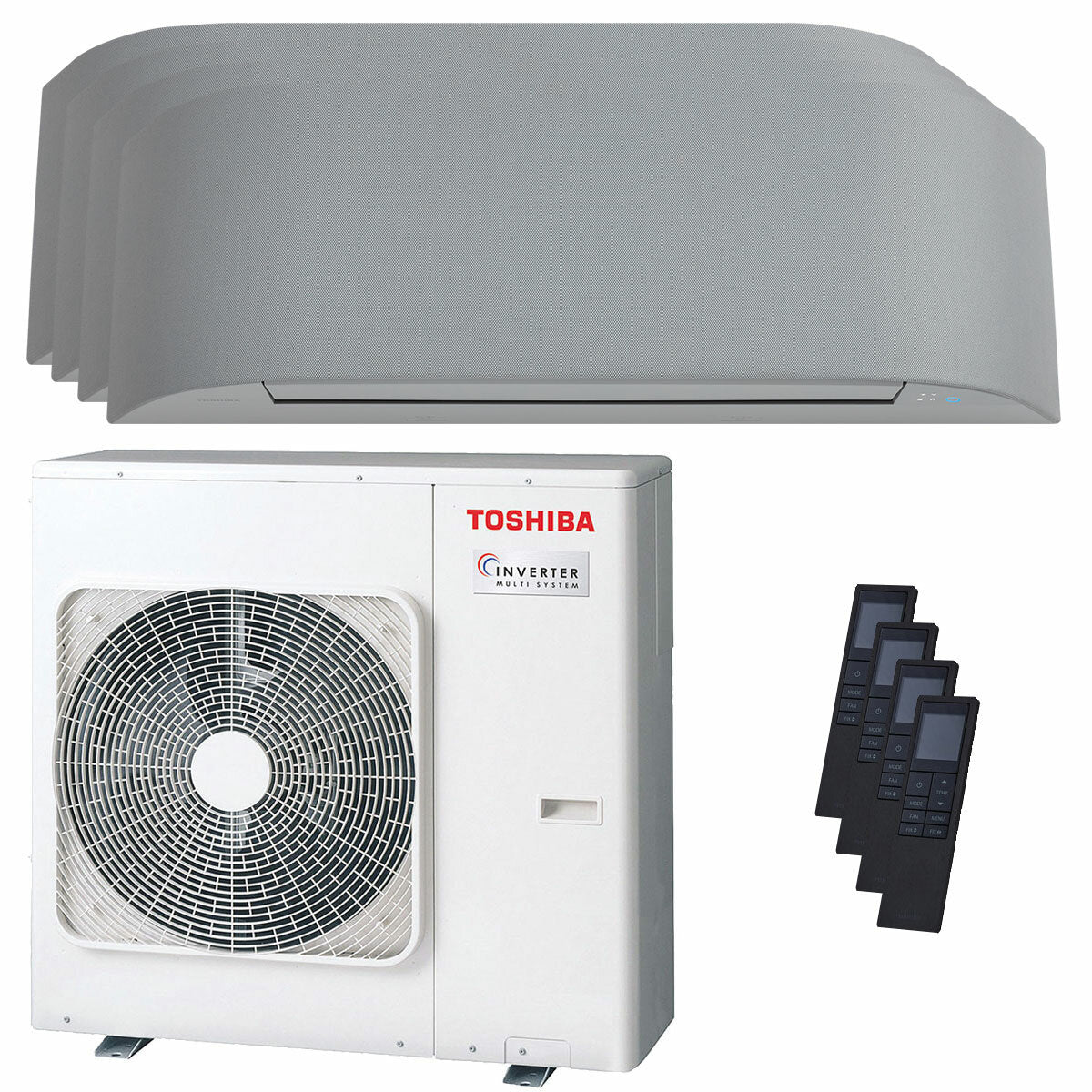 Toshiba Haori air conditioner split panels 7000+9000+9000+12000 BTU inverter A++ wifi external unit 8 kW