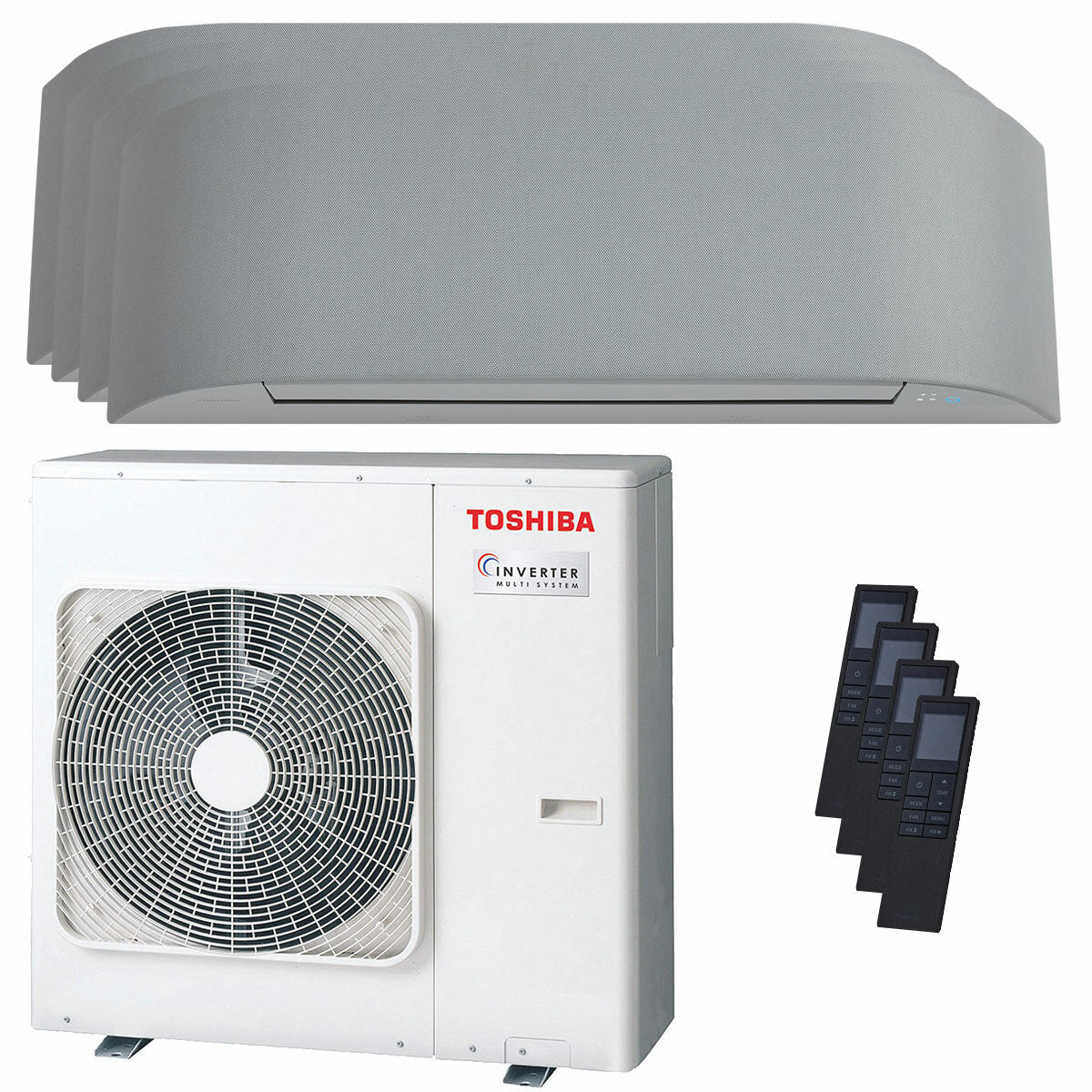 Climatiseur Toshiba Haori panneaux divisés 7000+7000+7000+7000 BTU onduleur A++ wifi unité extérieure 8 kW 