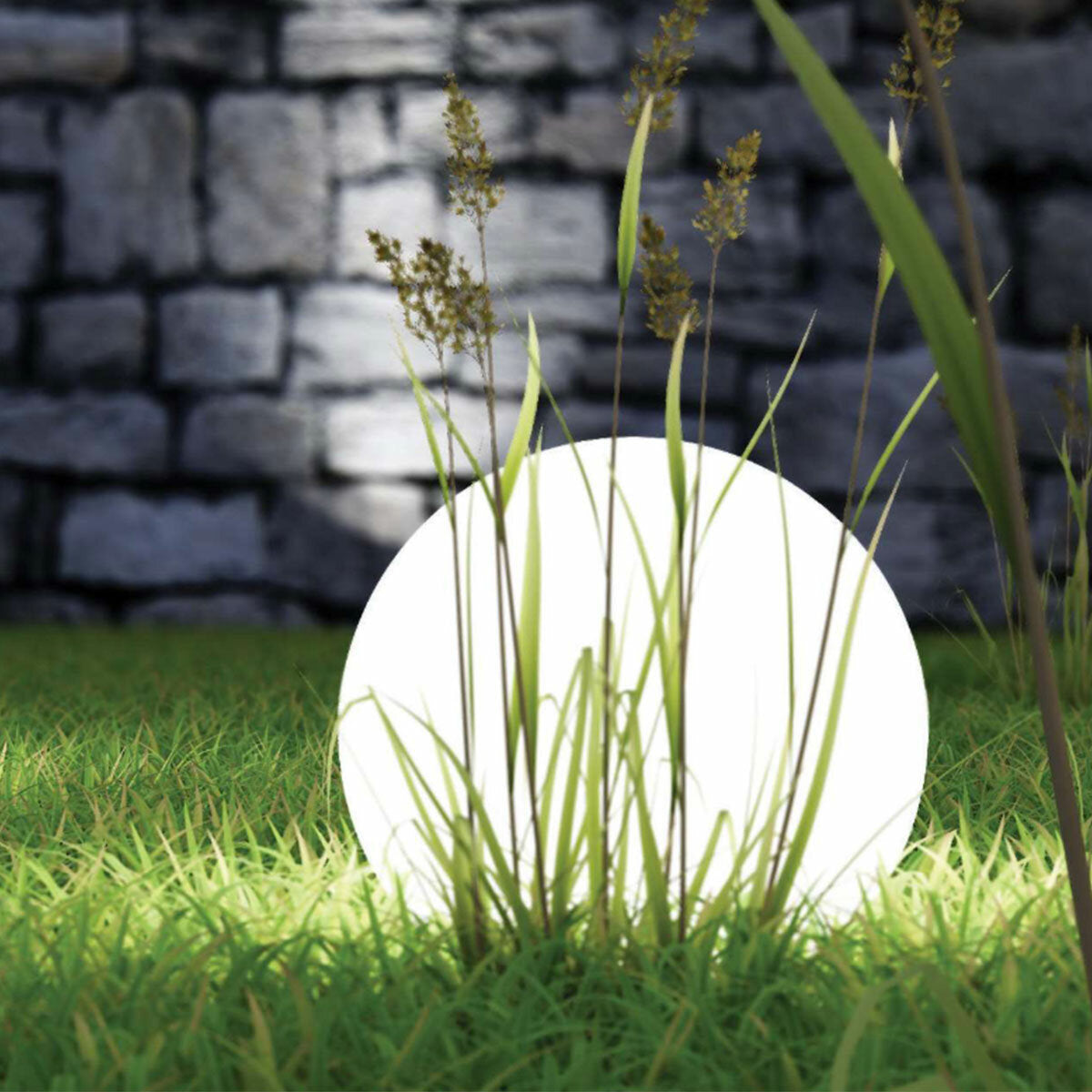 Sphère lumineuse de jardin Arkema SF300 en résine LLDPE avec panneau photovoltaïque de 30 cm