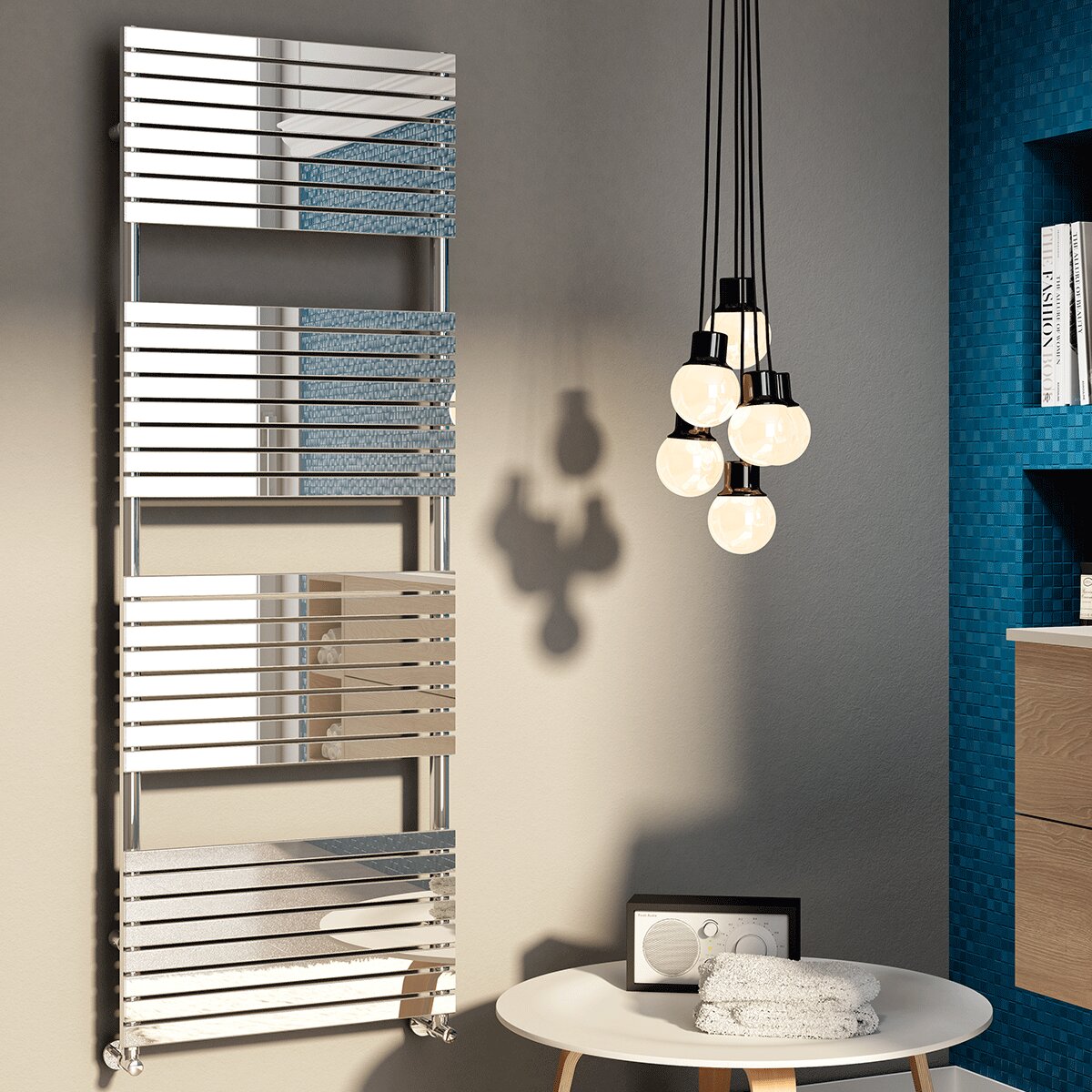 Radiateur sèche-serviettes Cordivari Stefania 600x1855 mm en acier inoxydable poli