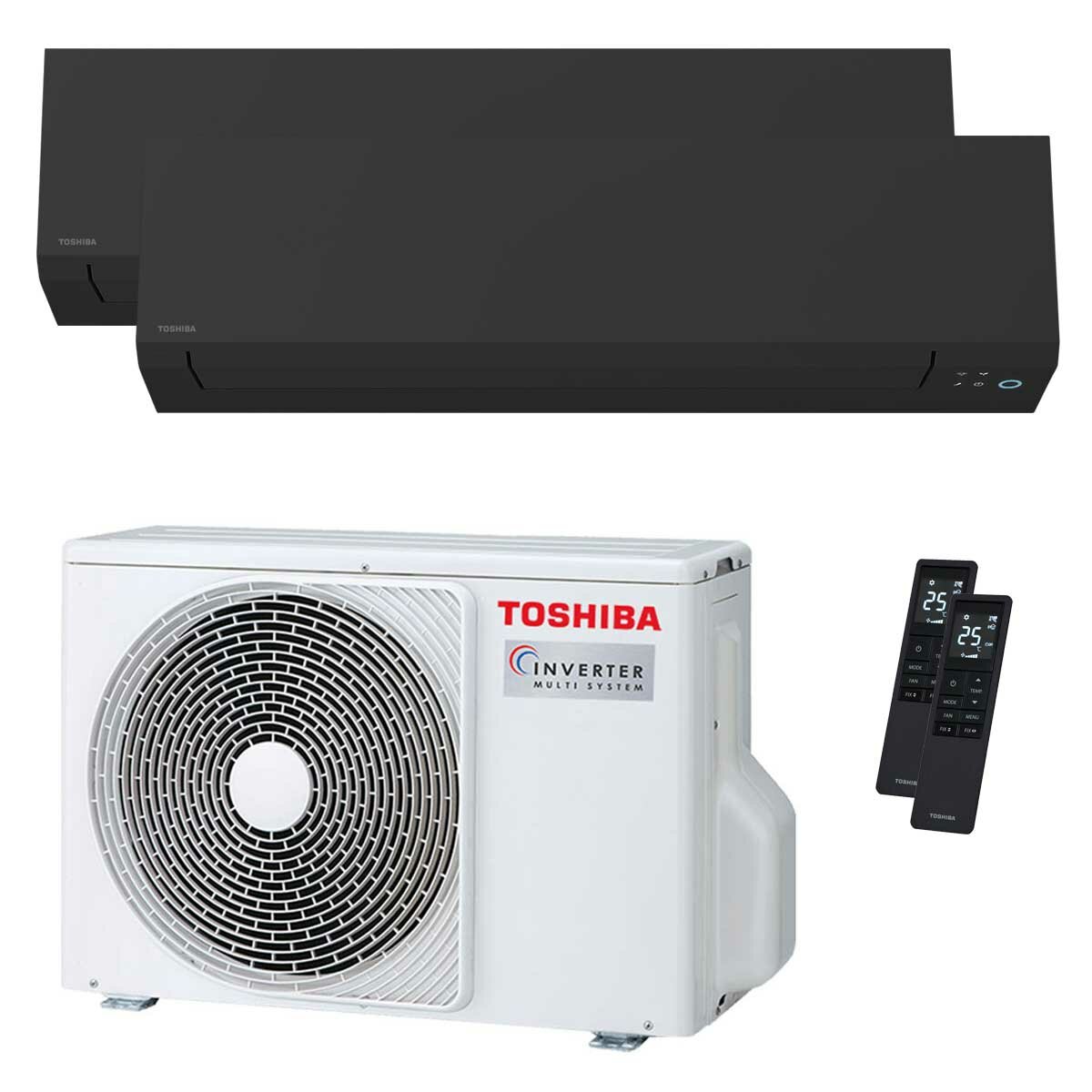 Toshiba SHORAI Edge Black dual split air conditioner 5000+7000 BTU inverter A++ wifi external unit 3.3 kW