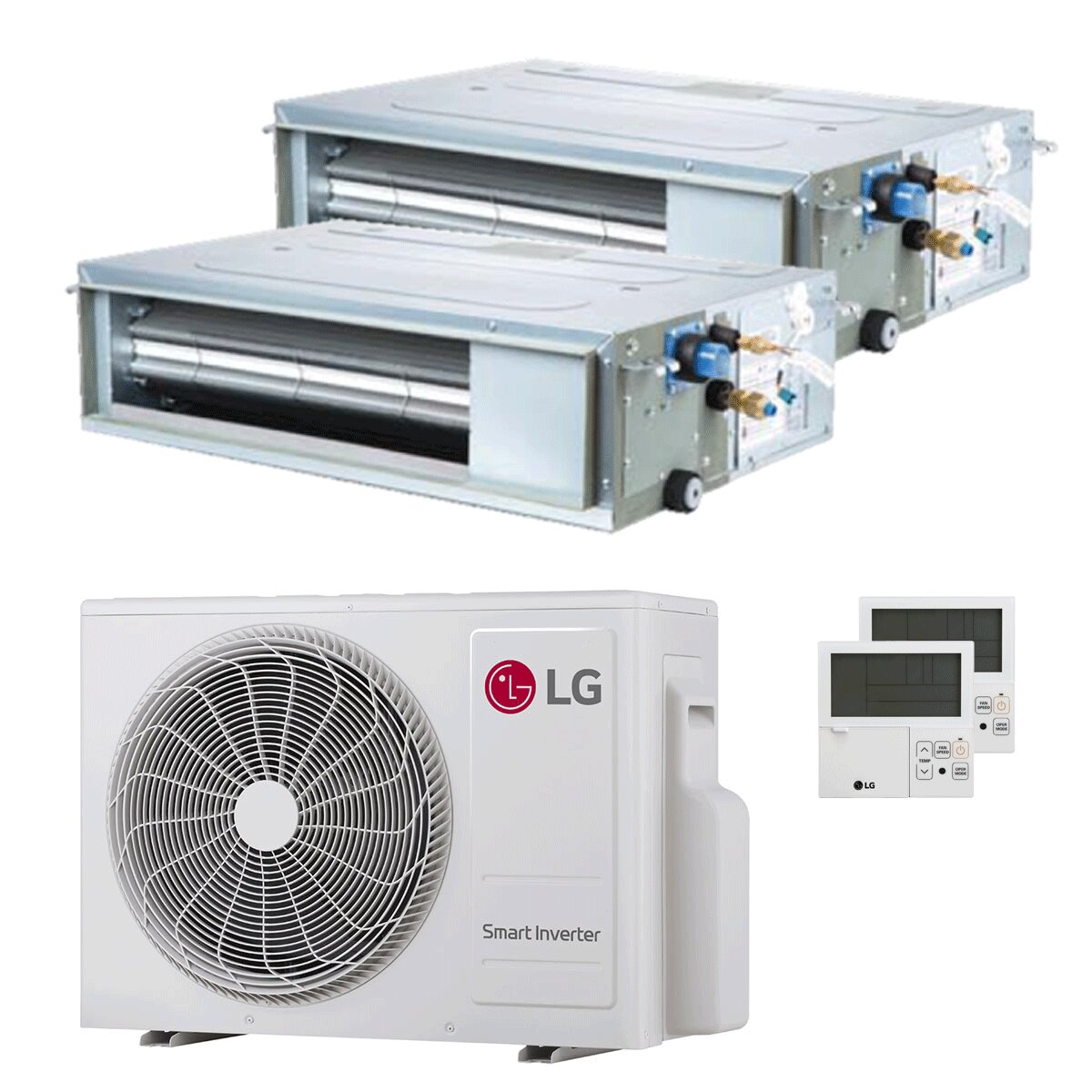 LG CL Dual-Split-Klimaanlage mit Luftkanälen, 9000 + 12000 BTU Inverter, Energieeffizienzklasse A+++, Außengerät 4,1 kW 