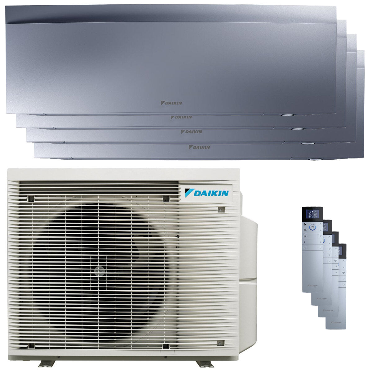 Daikin Emura air conditioner 3 split panels 7000+9000+9000+18000 BTU inverter A++ wifi outdoor unit 7.4 kW Silver