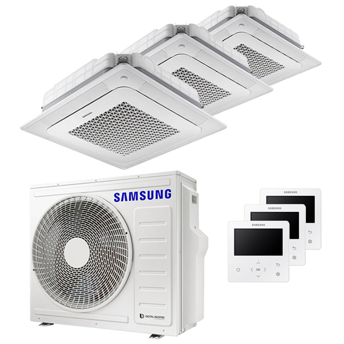 Samsung Climatiseur Cassette Windfree 4 voies trial split 7000 + 7000 + 18000 BTU inverter A++ unité extérieure 8.0 kW