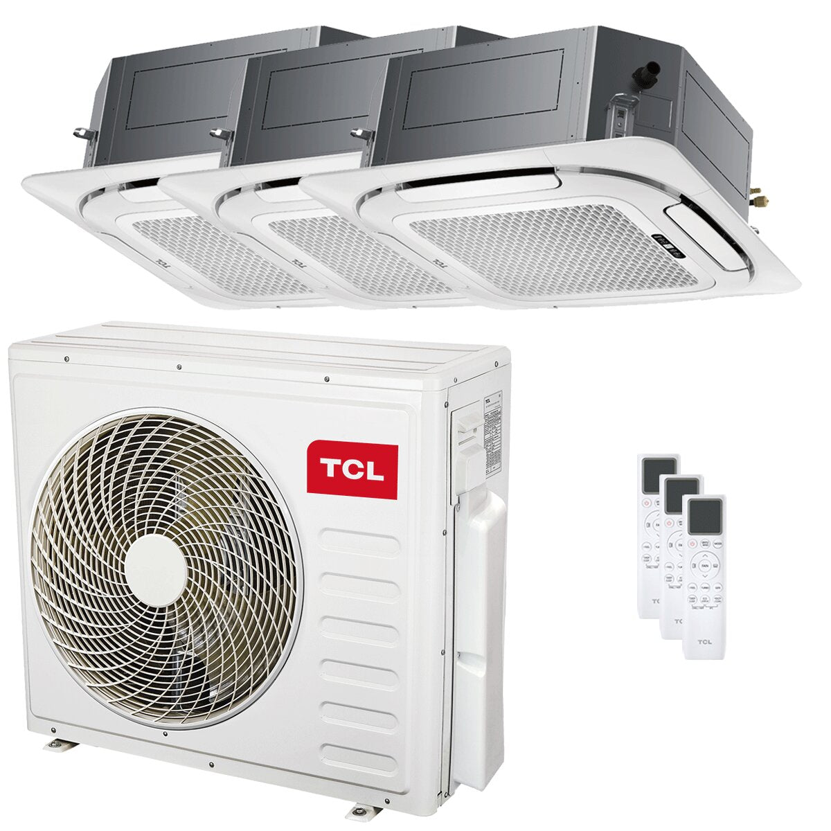 Climatiseur TCL Cassette 4 voies Série S Trial Split 12000+12000+18000 BTU Inverter A++ Wi-Fi Unité externe 9,4 kW 