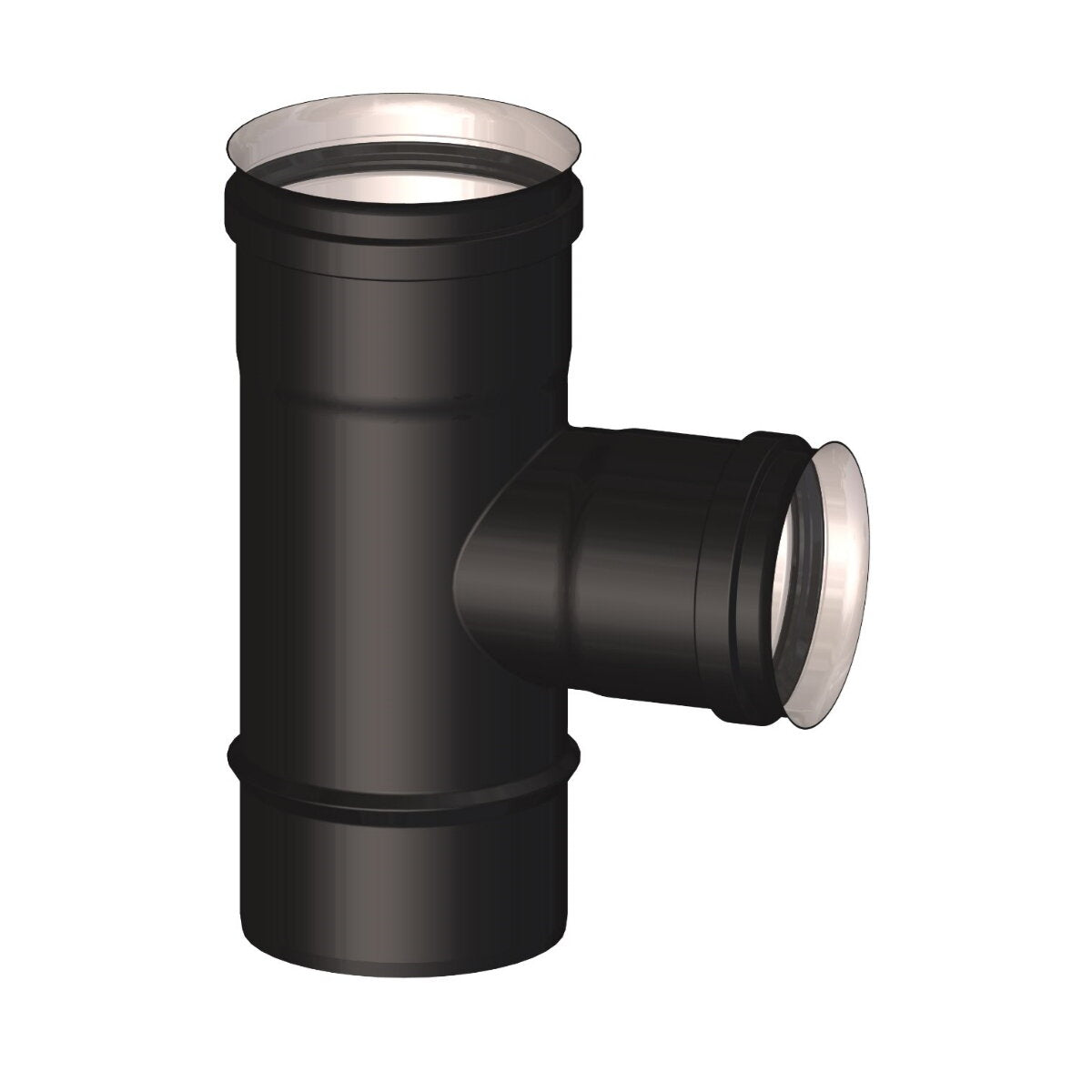 Tee 90° F/F/M diam. 100 mm reduced to diam. 80 mm F for pellet stove and pellet boiler fume exhaust