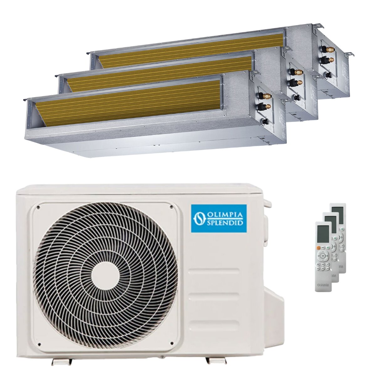 Olimpia Splendid Nexya S6 E Duct trial split air conditioner 9000+12000+12000 BTU inverter A+ external unit 8.2 kW