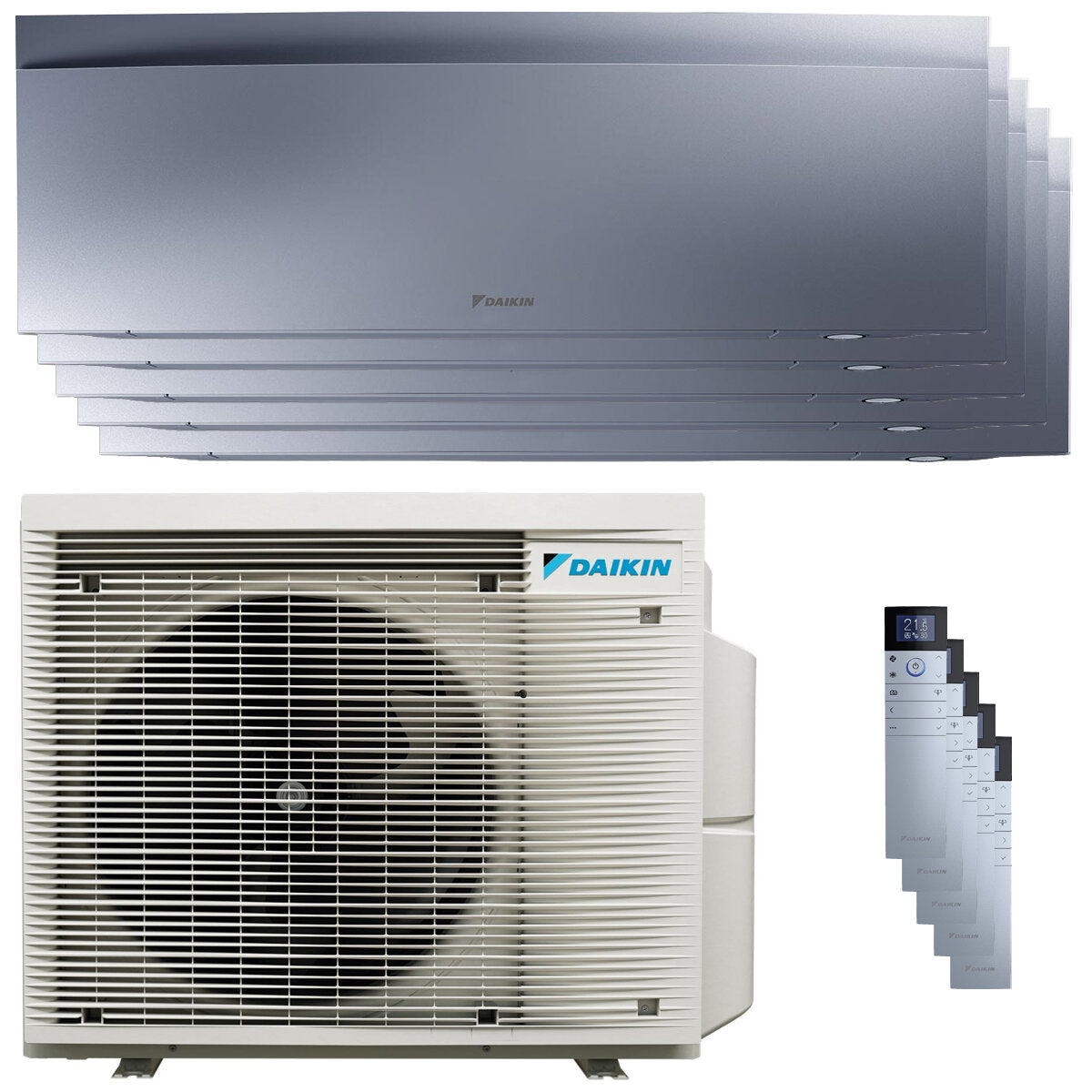 Daikin Emura 3 Klimaanlage Penta Split 7000+7000+7000+9000+9000 BTU Inverter A+ WLAN Außengerät 7,8 kW Silber