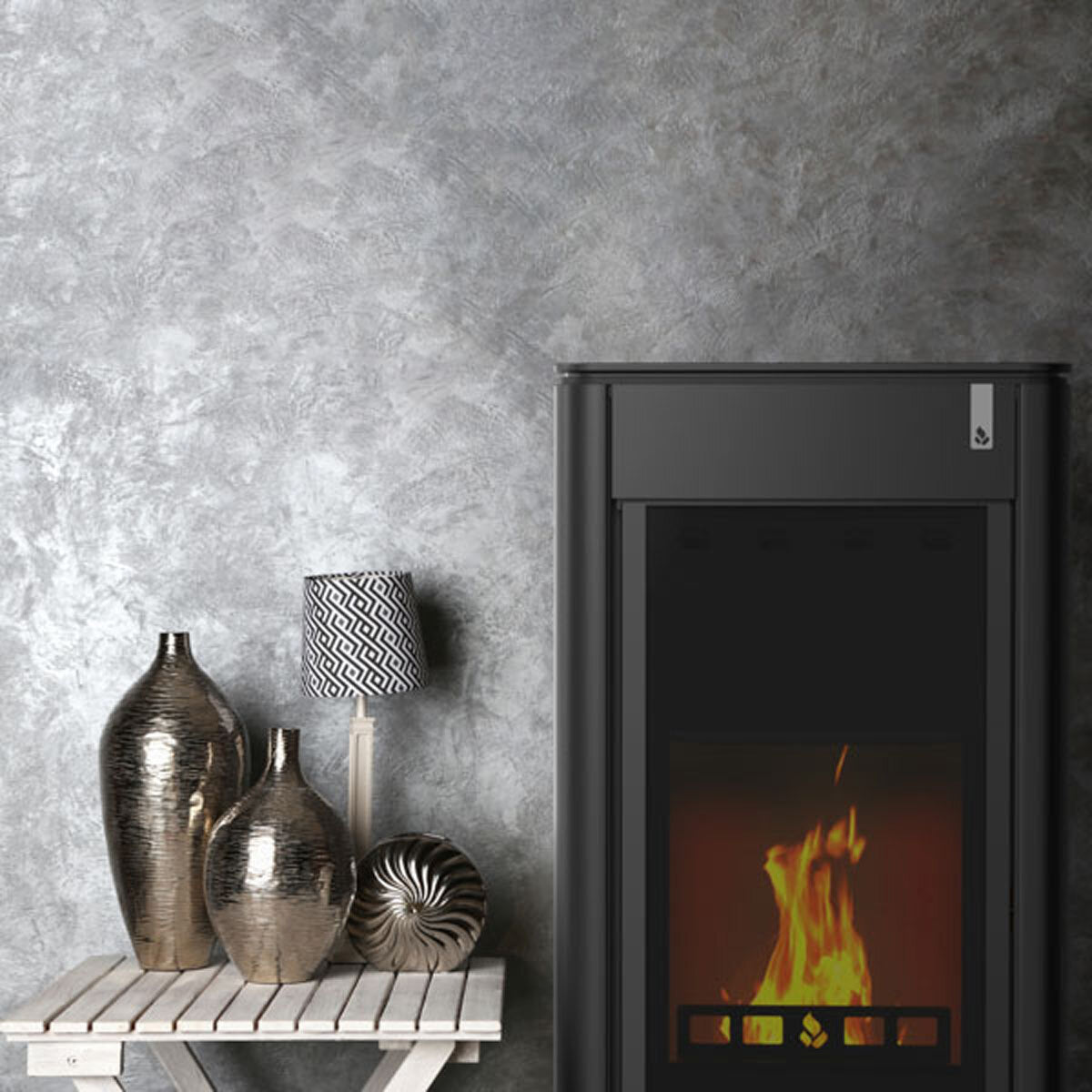 Girolami Furni 22 schwarzer Mehrstoffofen, 22 kW, Warmwassersystem + Warmwasserset