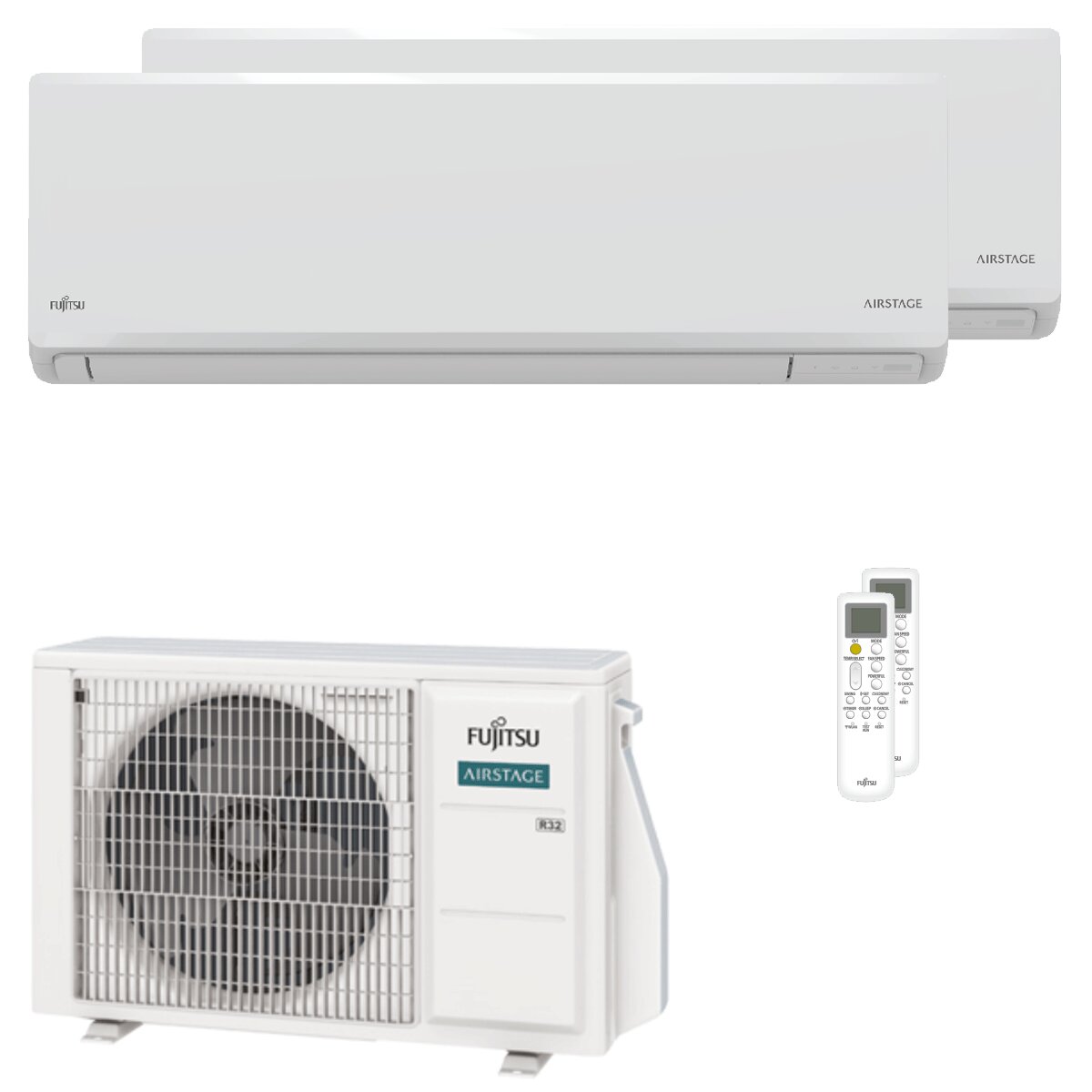 Fujitsu KN Series WiFi Dual Split Klimaanlage 7000+12000 BTU Inverter A+++ WiFi Außeneinheit 4 kW 