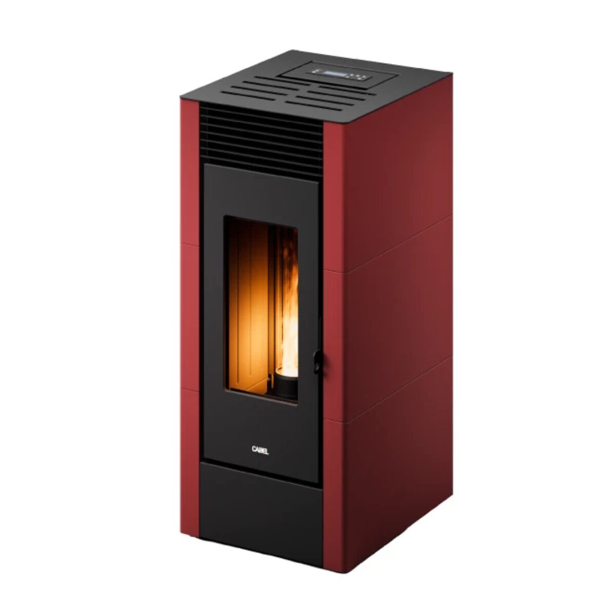 CADEL Cristal 11 Pelletkaminofen mit Luftzufuhr, 10,5 kW, WLAN, ROT