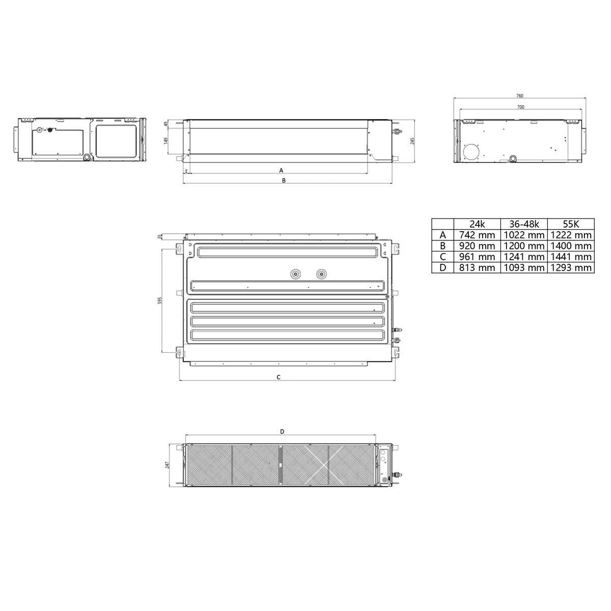 TCL Kanalklimaanlage D-Serie 36000 BTU R32 Inverter WLAN A++/A+
