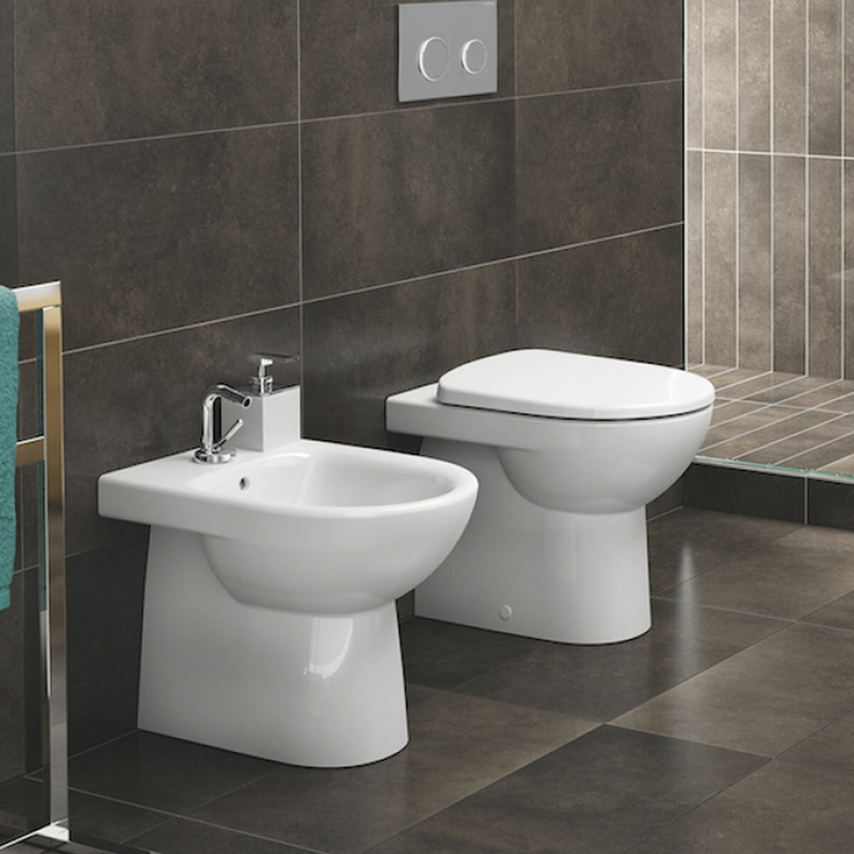 Geberit Selnova Stand-WC für Monoblock-Außenspülkasten mit Bodenablauf