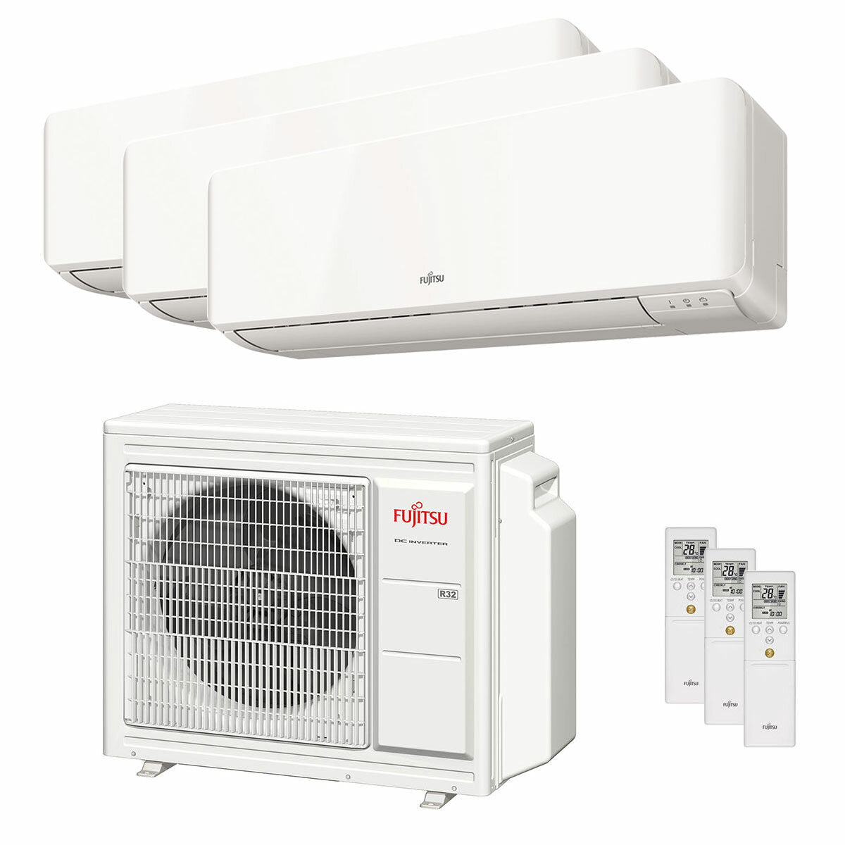 Fujitsu air conditioner KM Series WiFi trial split 7000+7000+12000 BTU inverter A+++ external unit 5.4 kW