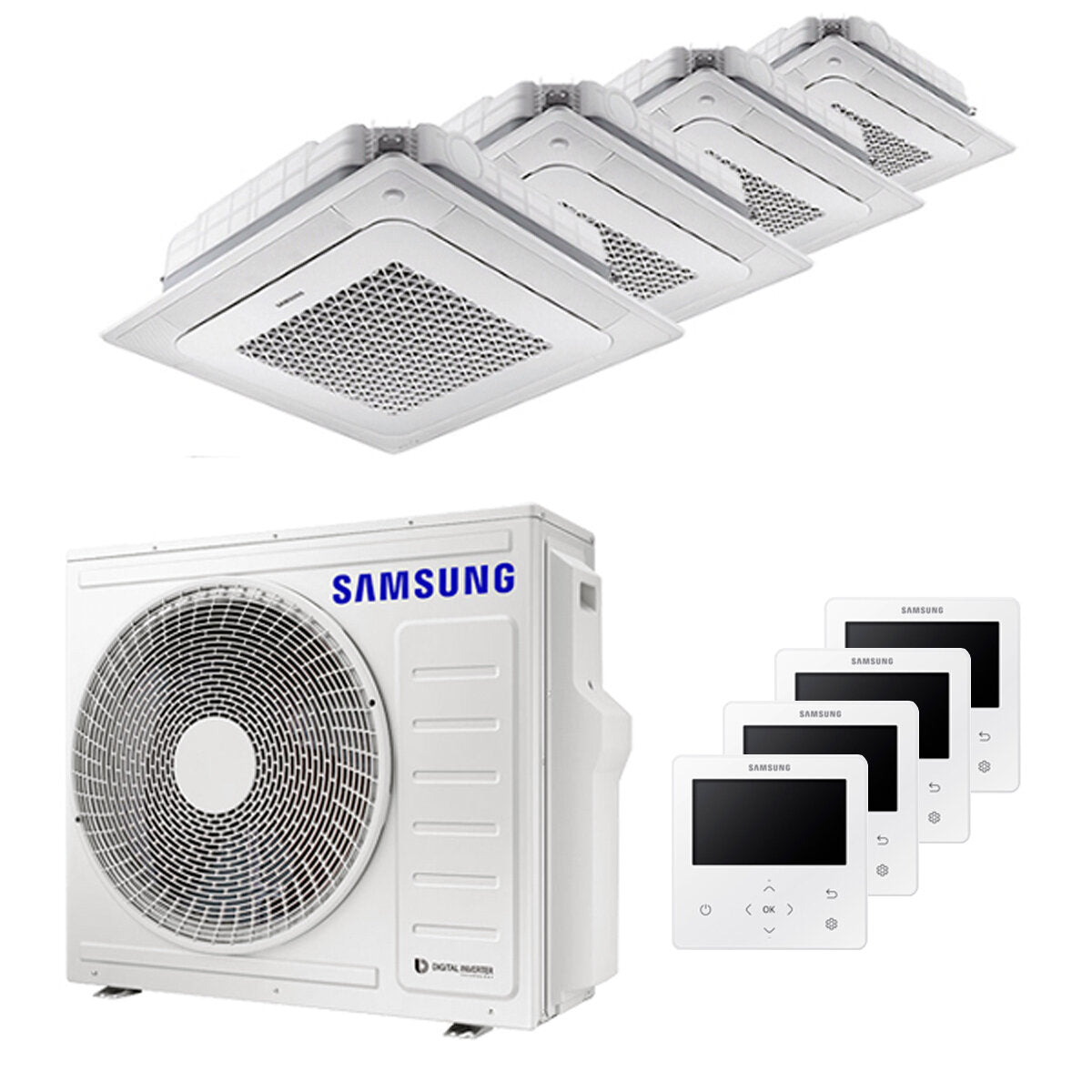 Samsung Klimaanlage Windfree 4-Wege Square Split 9000 + 9000 + 12000 + 12000 BTU Inverter A++ Außengerät 8,0 kW