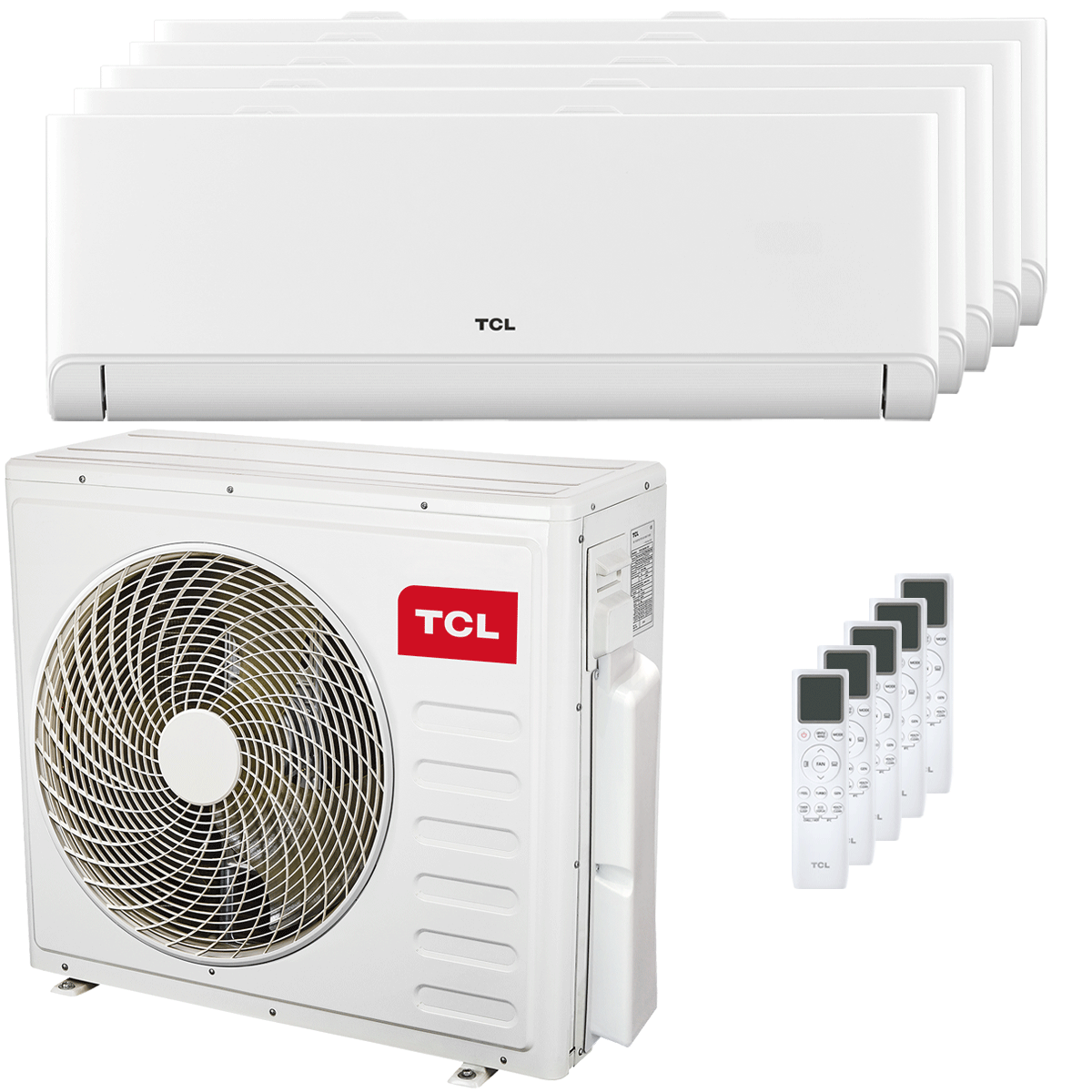 TCL BreezeIN P5 Penta Split Klimaanlage 9000+9000+9000+9000+18000 BTU Inverter A++ WLAN Außeneinheit 12,2 kW 