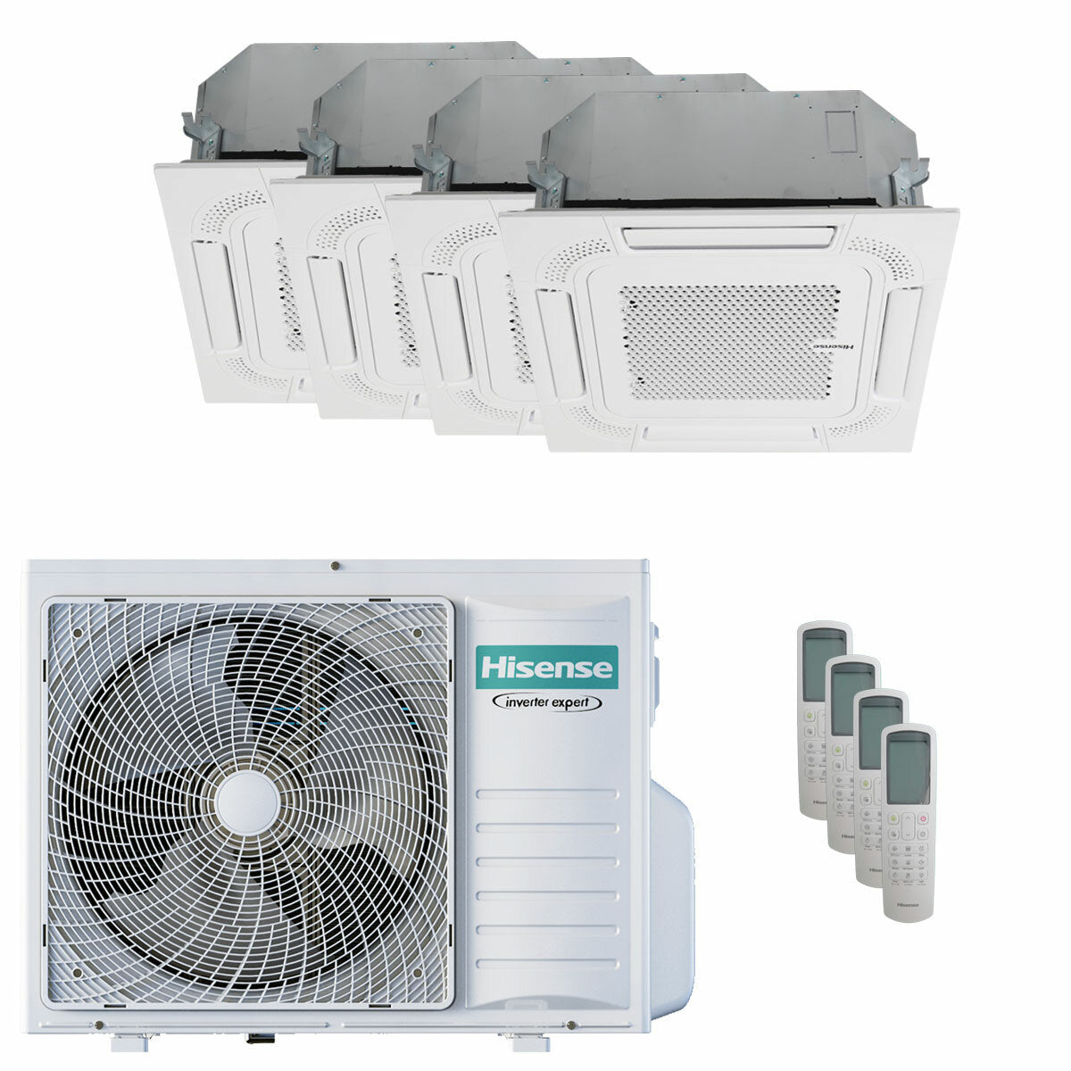 Hisense-Klimaanlage Cassette ACT Quadri Split 9000+9000+9000+9000 BTU Inverter A++ Außengerät 8 kW 2023