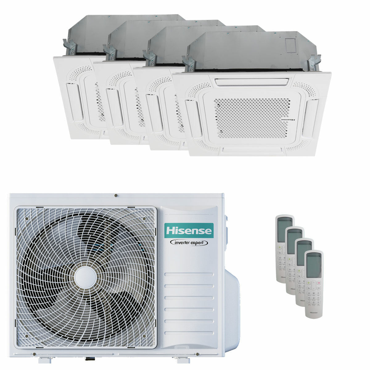 Climatiseur Hisense Cassette ACT quadri split 9000+9000+9000+9000 BTU inverter A++ unité extérieure 8 kW 2023