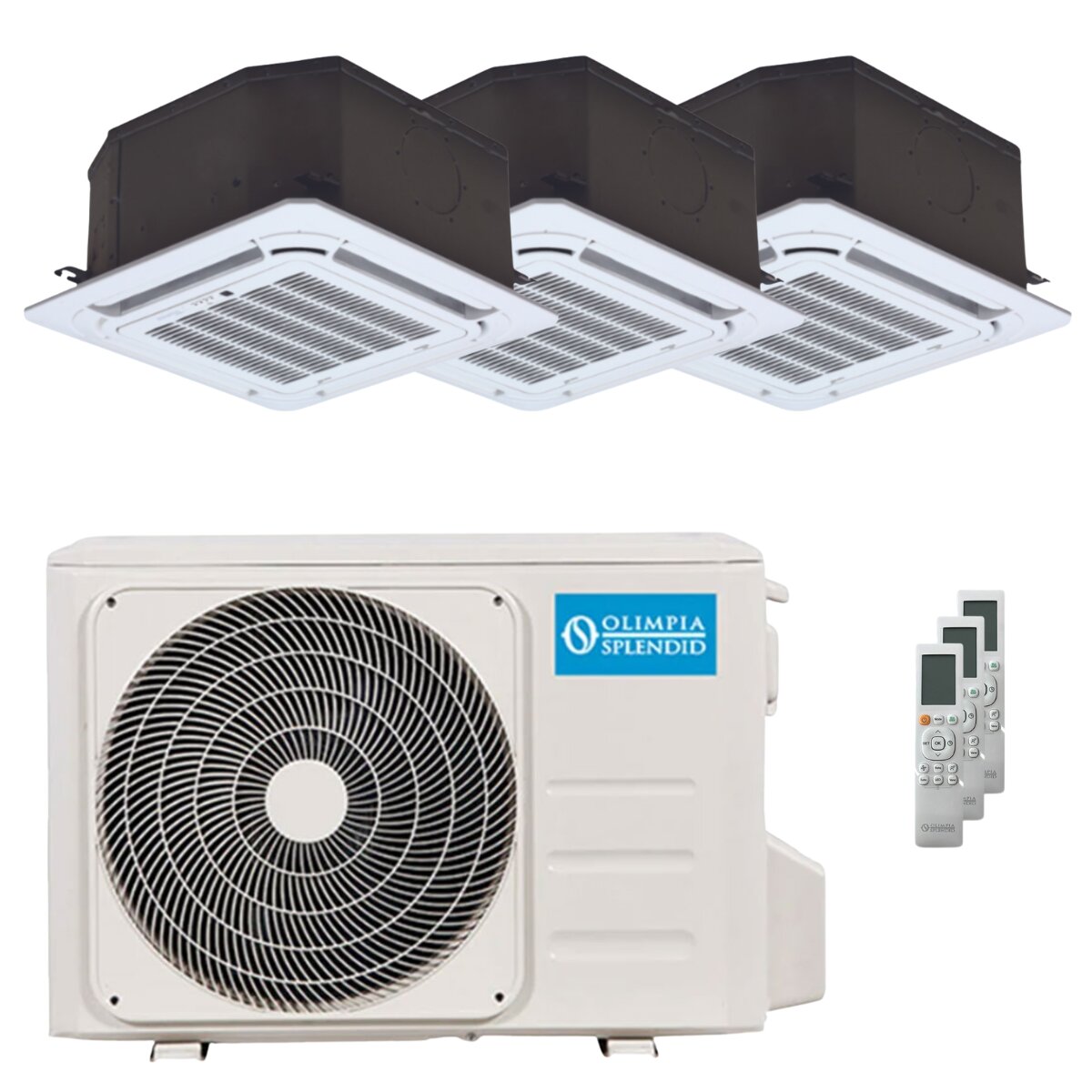 Olimpia Splendid Nexya S6 E Kassetten-Split-Klimaanlage (Testversion) 9000+9000+12000 BTU Inverter A++ Außengerät 8,2 kW 