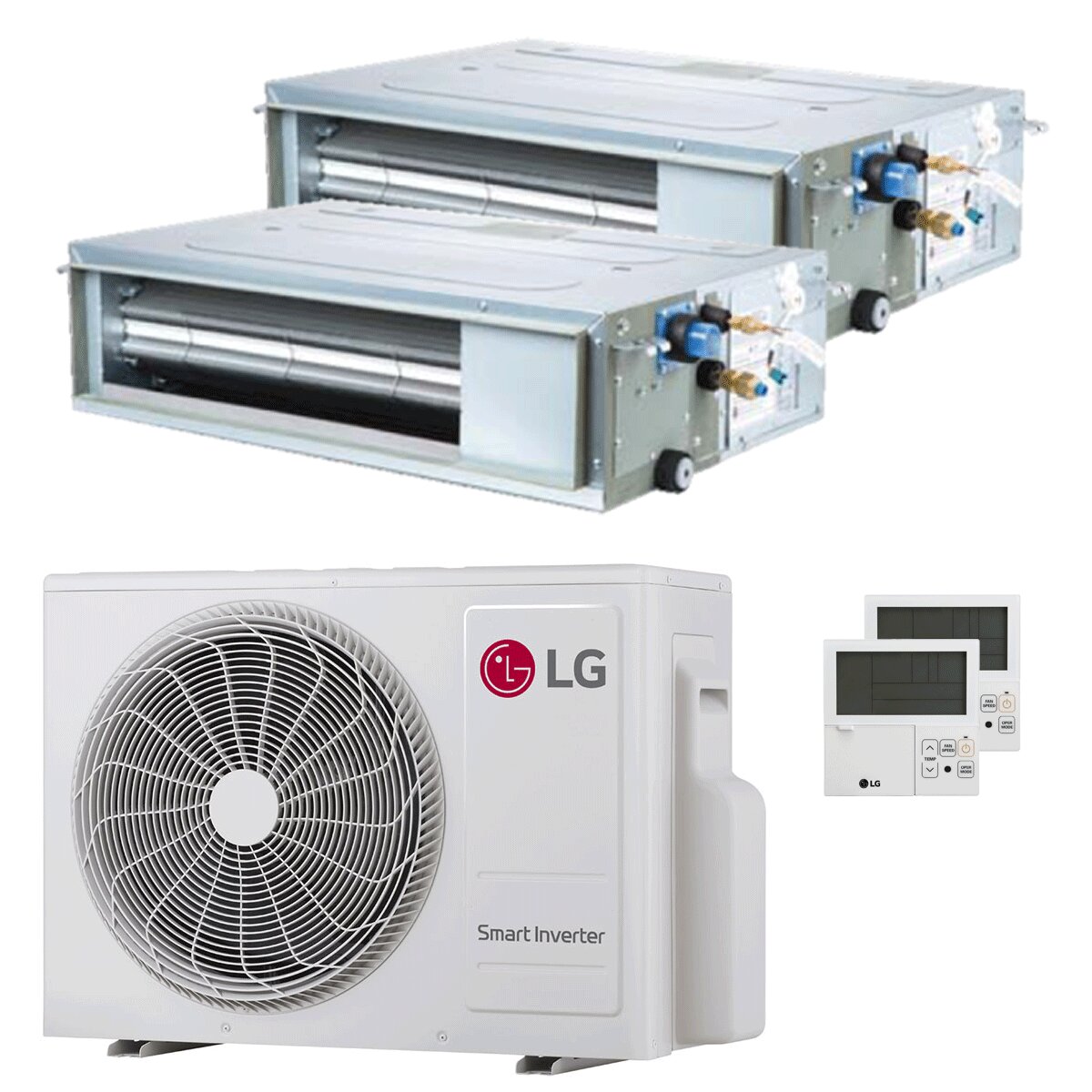 LG CL Dual-Split-Klimaanlage mit zwei Luftkanälen, 12000 + 12000 BTU Inverter, A+++ Außeneinheit 5,3 kW 