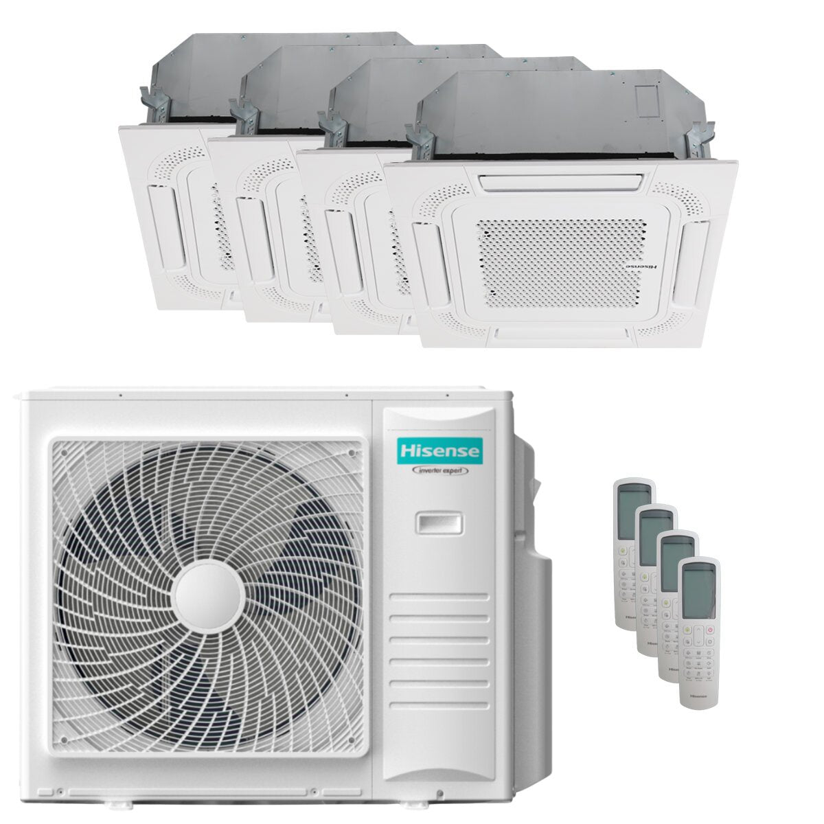 Hisense-Klimaanlage Cassette ACT Quadri Split 12000+12000+12000+12000 BTU Inverter A++ Außengerät 10 kW