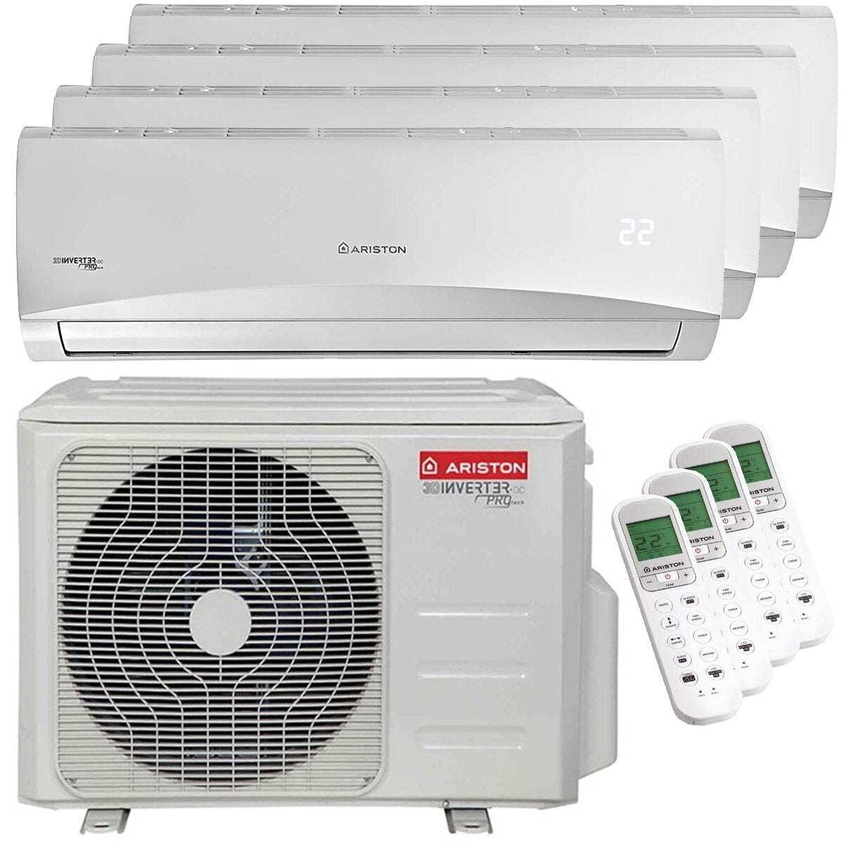 Ariston PRIOS R32 Quadri Split-Klimaanlage 9000 + 9000 + 9000 + 9000 BTU Inverter A++ Außengerät 10,6 kW