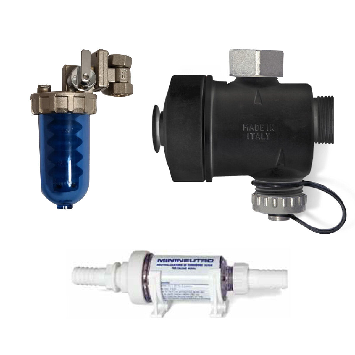 ECO boiler saver kit including dispenser, dirt separator and neutraliser