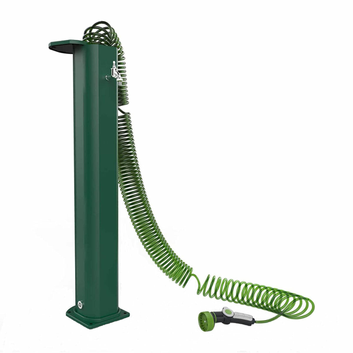 Arkema Garden Surprise column garden fountain in aluminum with removable hose and green irrigation gun