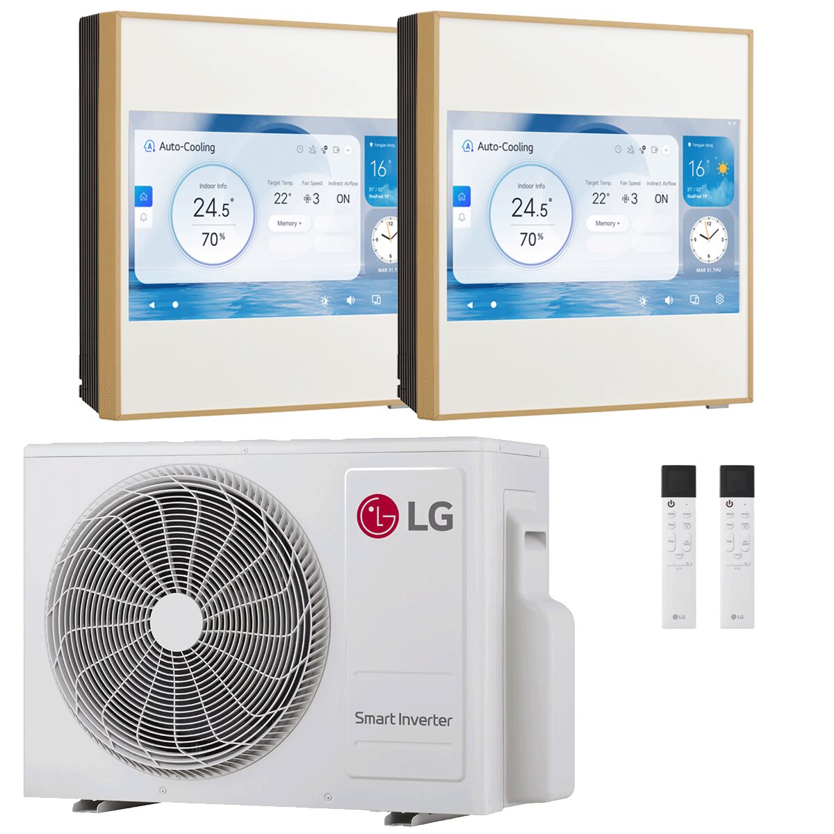 LG ARTCOOL Gallery LCD Dual-Split-Klimaanlage 12000+12000 BTU Inverter A+++ WLAN-Außeneinheit 5,3 kW 