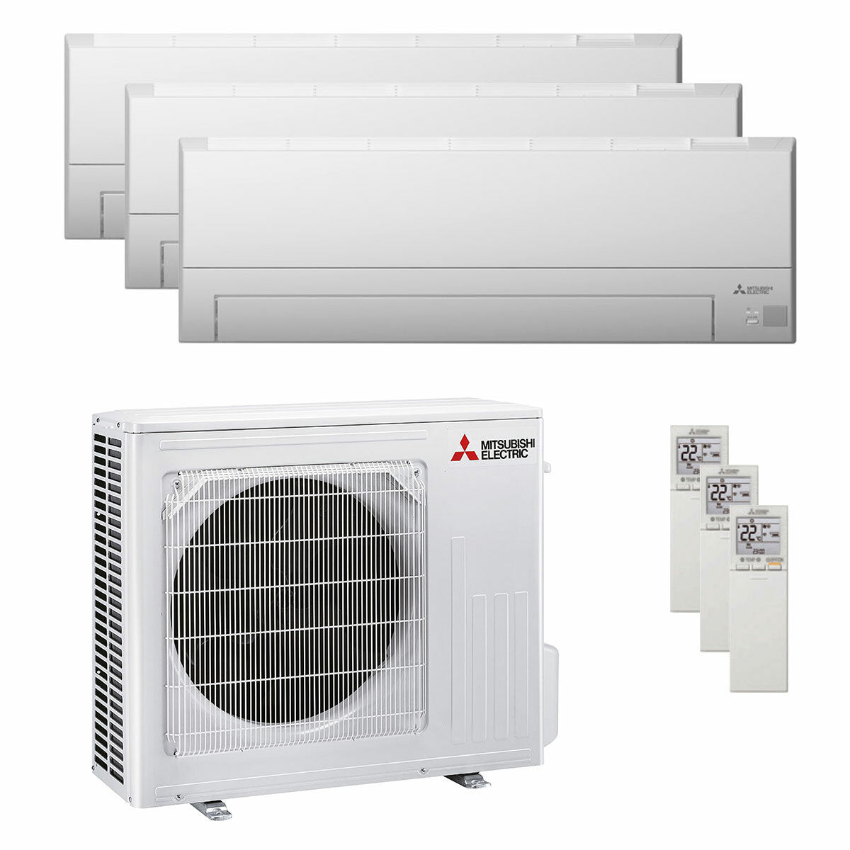 Mitsubishi Electric Series BT climatiseur trial split 9000+9000+12000 BTU R32 Inverter A++ WiFi unité extérieure 5,4 kW