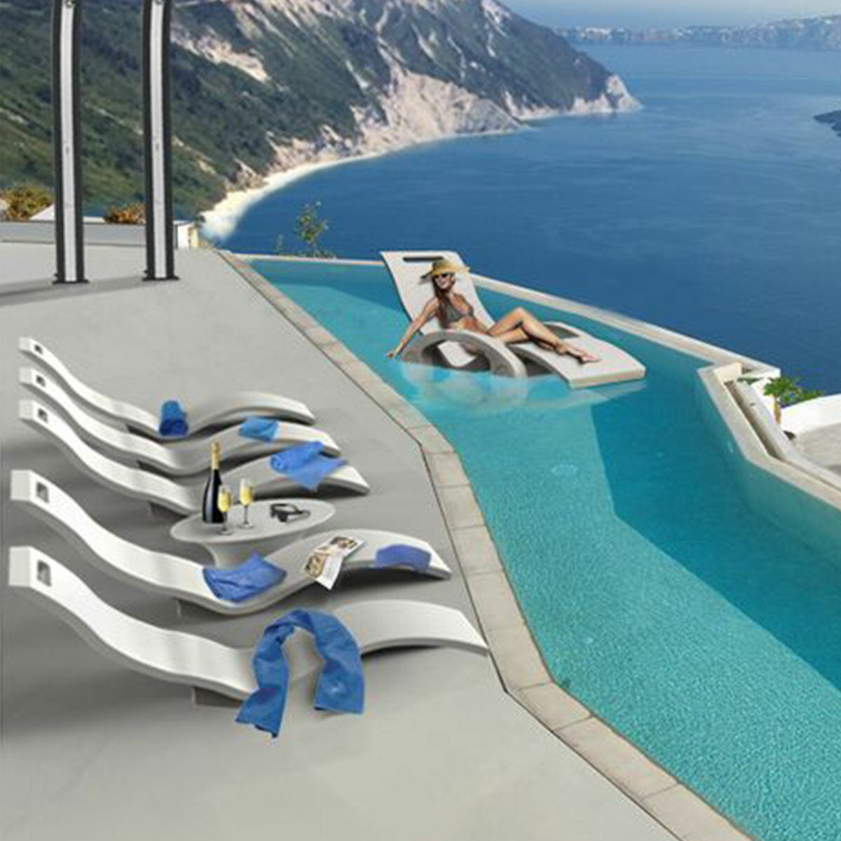 Arkema Serendipity Chaise transat bain de soleil en polyéthylène HD blanc