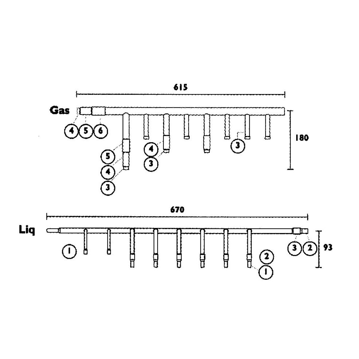 Collecteur en cuivre Tecnogas 8 connexions - pour circuits de tuyauterie de réfrigération des systèmes de climatisation multisplit VRV, VRF