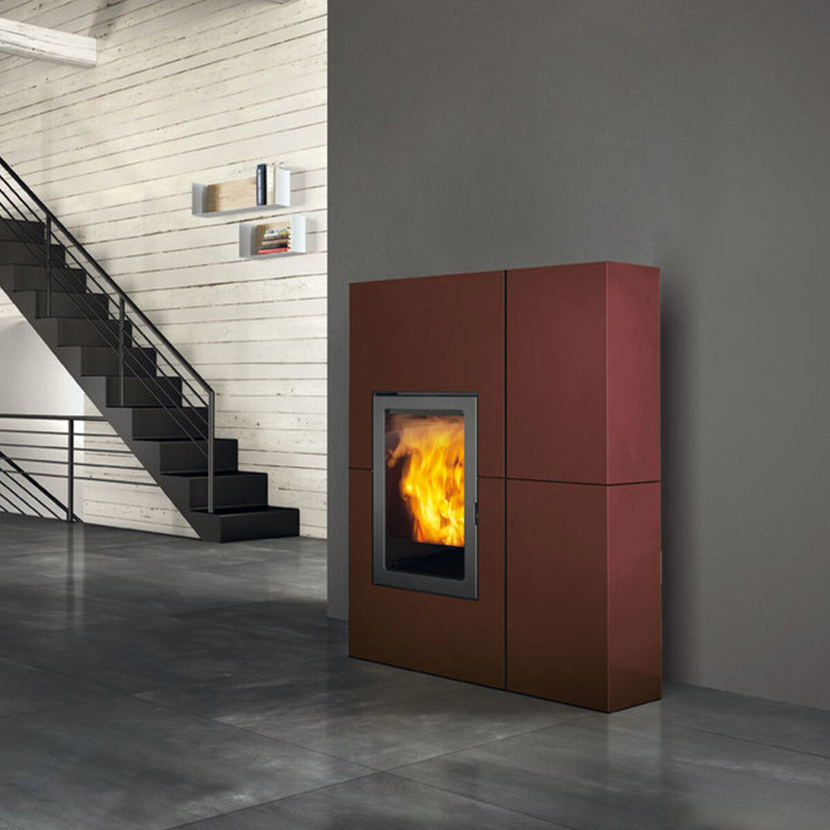 Pellet stove Edilkamin Blade2 12 Up bordeaux 12 kW wifi ductable air