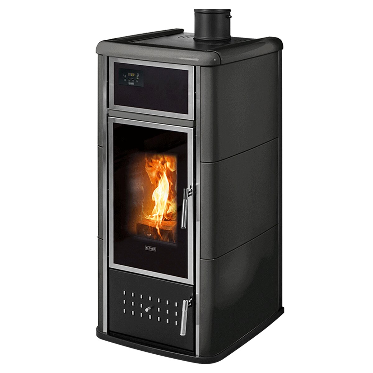 Klover Belvedere 20 26 kW Idro wood stove + Matt Black ACS kit