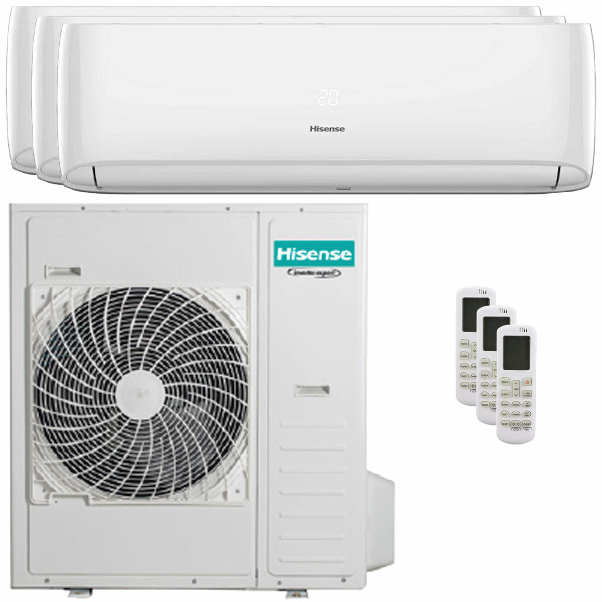 Hisense Hi-Comfort trial climatiseur split 9000 + 9000 + 24000 BTU wifi inverter unité extérieure 12,5 kW