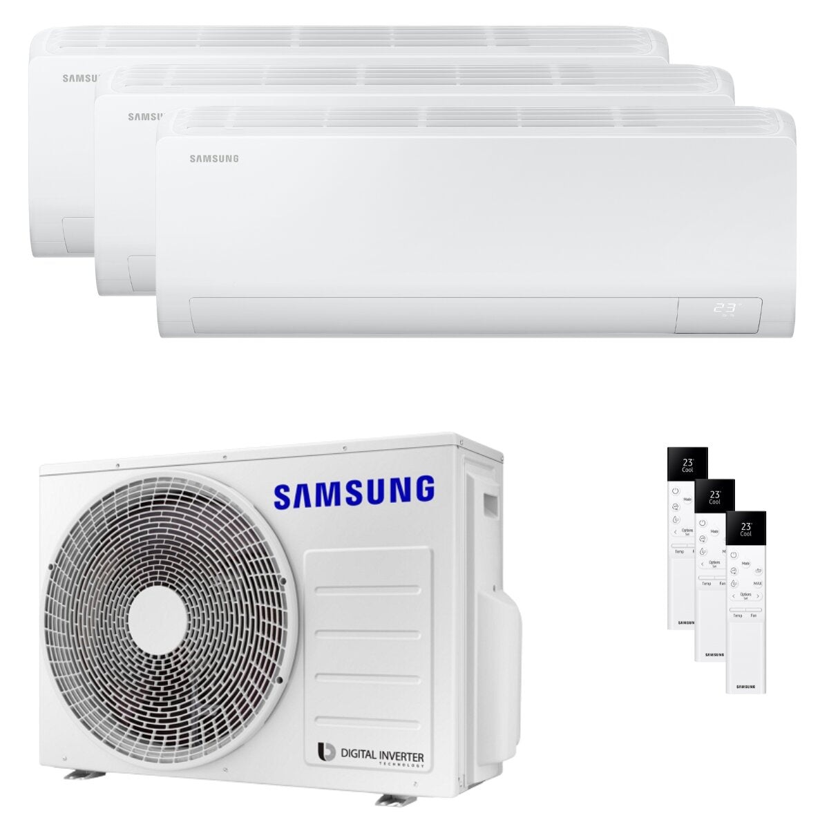 Climatiseur trial split Samsung Cebu S2 9000+9000+12000 BTU inverseur A++ unité extérieure wifi 5,2 kW 