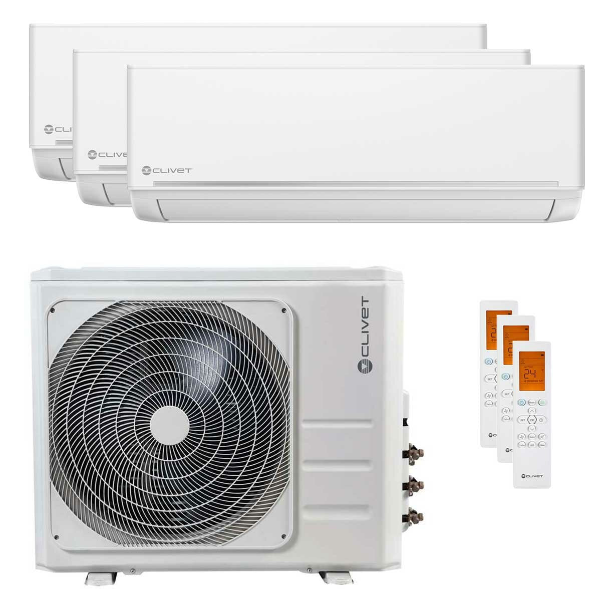 Clivet EZCool trial split air conditioner 12000+12000+24000 BTU inverter A++ external unit 10.5 kW