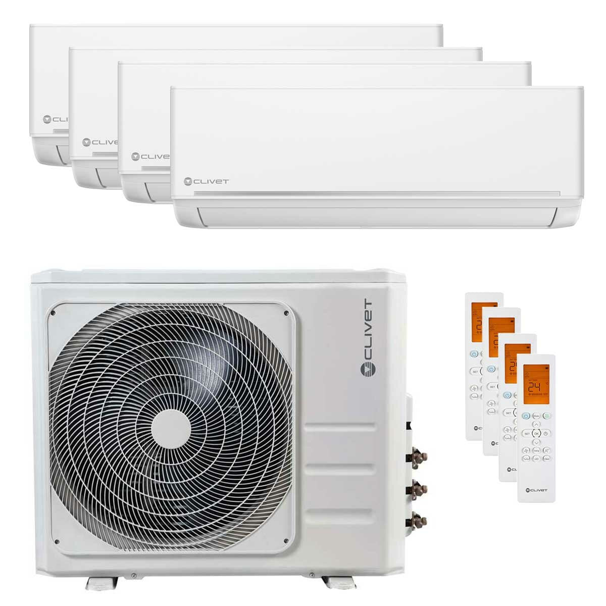 Clivet EZCool air conditioner split panels 9000+12000+12000+18000 BTU inverter A++ external unit 10.5 kW