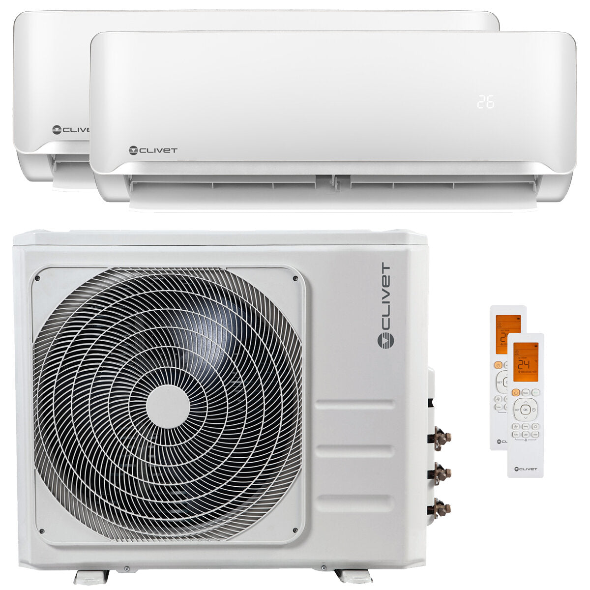 Clivet Essential 2 dual split air conditioner 12000 + 24000 BTU inverter A ++ outdoor unit 10.5 kW